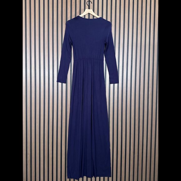 Rachel Pally Dress Small Blue Purple A Line Long Sleeve Modal Maxi Fabric Stretc - Picture 2 of 7